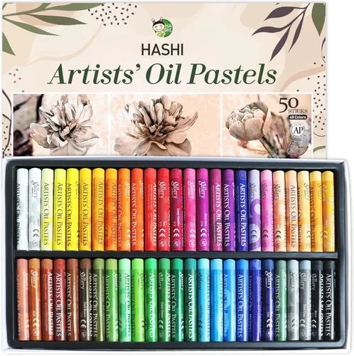 HA SHI Juego de pasteles suaves al óleo (50 palos, 48 colores), suministros de arte para artistas, palos de pintura al óleo de galería, juego a