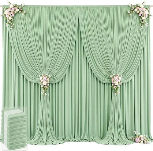 Miniatura 26 de 20 pies x 12 pies Cortinas de Telón de Fondo Azul Bebé Sin Arrugas para Bodas y Fiestas, Telón de Fondo de Tela Azul, Cortinas para Bodas