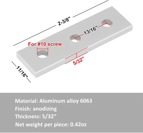 Miniatura 2 de Placa de unión de extrusión de aluminio 2020 de 12 piezas de 3 agujeros, placa de reparación de aluminio Aleación de aluminio 6063