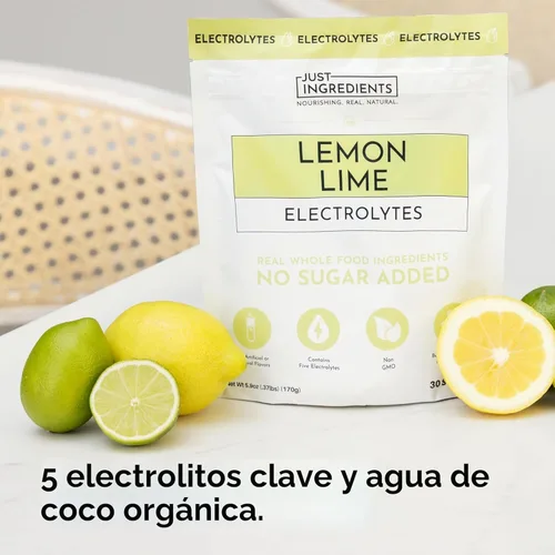 Miniatura 7 de Electrolitos de limón y lima: mezcla de bebidas hidratantes de 30 porciones con agua de coco, sal marina y minerales traza - Apoya la energía
