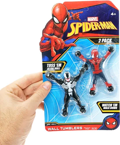 Miniatura 2 de JA-RU Spiderman & Venom Window Crawler - Escaladores de pared, juguetes pegajosos (1 paquete con 2 figuras) Marvel Avengers Superheroes Fidget Toy