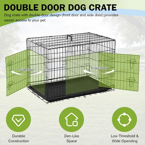 Miniatura 2 de Jaula negra para perros de 24 pulgadas, grande, XXL, plegable para perros grandes, jaulas de alambre de metal, jaula de segregación de animales