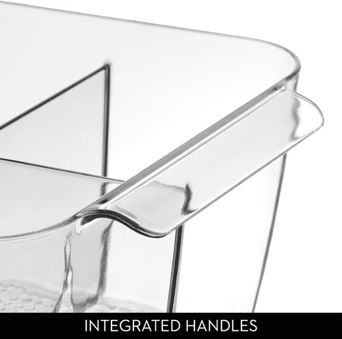 Miniatura 8 de iDesign Organizador de maquillaje para encimera, almacenamiento para cosméticos y artículos de tocador, juego de 2, transparente, fabricado