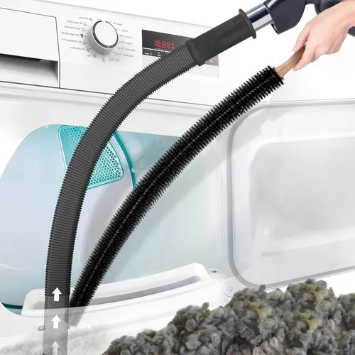 PetOde Kit de limpiador de ventilación de secadora de 2 piezas compatible con la mayoría de aspiradoras, cepillo de pelusa de secadora y accesorio