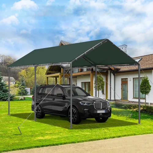 Miniatura 12 de Cochera 10x20 pies con toldo resistente de acero para almacenamiento, carpa portátil para fiestas, garaje portátil con paredes laterales y puertas