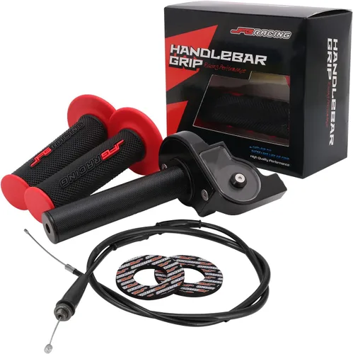 JFG RACING Conjunto de Acelerador para Motocicleta, 7/8" 22mm Puños de Acelerador de Giro Rápido con Cable de Acelerador de Aleación de Aluminio