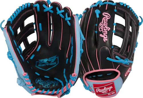 Miniatura 19 de Rawlings Guantes de béisbol de la serie R9 Tamaños 11.5 a 13 pulgadas Múltiples estilos Pro H-Web Negro/Oro