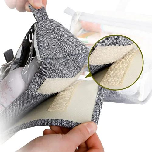 Miniatura 6 de Bolsa de maquillaje enrollable colgante, kit de artículos de tocador, organizador de viaje para mujer, 4 bolsas de almacenamiento extraíbles