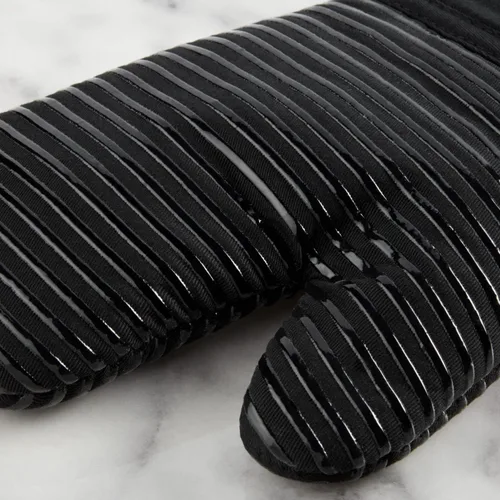 Miniatura 4 de KitchenAid Manopla de horno de tela de rizo de algodón acolchado, agarradera para ollas, juego de 4 piezas con toalla de cocina, resistente al Negro
