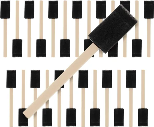 US Art Supply - Juego de pinceles de pintura de espuma de 1 pulgada con mango de madera (paquete de valor de 25) - Ligeros, duraderos e ideales para