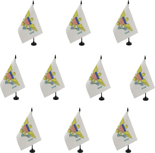 Miniatura 89 de Bandera de mesa de Anguila de 4 x 6 pulgadas, bandera de escritorio británica de Anguila, 5.9 x 3.9 in, palo y base de plástico negro AZ FLAG