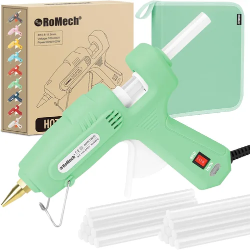Miniatura 12 de ROMECH Pistola de pegamento caliente de tamaño completo con 60/100 W de doble potencia y 21 barras de pegamento caliente (7/16 pulgadas), Amarillo