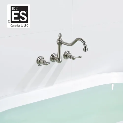 Miniatura 2 de sumerain Grifo de bañera de montaje en pared, relleno de bañera de níquel cepillado, centro de 8 pulgadas