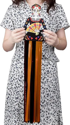 Miniatura 4 de codree 4 decoraciones colgantes de calavera de azúcar del día de los muertos, 27.5 x 5 pulgadas de diámetro de los muertos, decoraciones colgantes