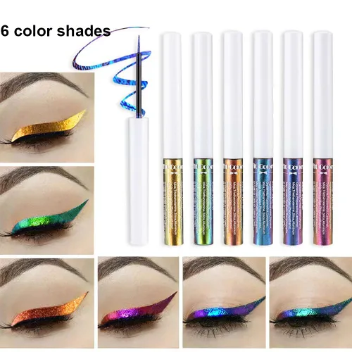 Miniatura 6 de Mysense Delineador de ojos con purpurina líquida Chameleon, delineador líquido satinado metálico, acabado brillante multireflectante, maquillaje