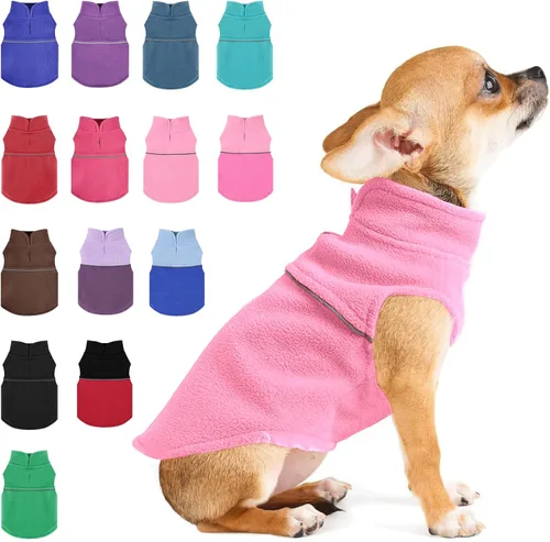 Miniatura 22 de Suéteres para perros pequeños hembra, chaleco de forro polar para perro con agujero para correa, suéter pullover cálido, chaqueta para cachorro