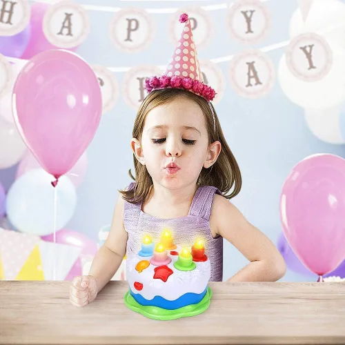 Miniatura 7 de Pastel de cumpleaños de primer año - Juguetes de pastel con música, velas que cuentan y soplan, juguetes cantantes para niños y niñas de 1, 2, 3 y 4