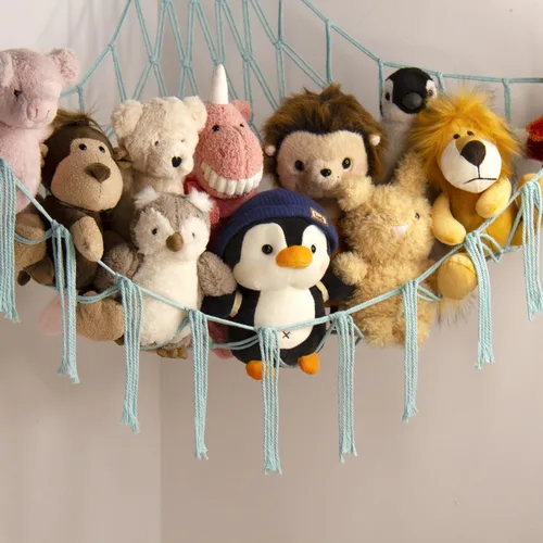 Miniatura 2 de Hamaca para Animales de Peluche - Red Grande para Animales de Peluche para Esquina de Juguetes - Organizador de Almacenamiento Colgante para Azul