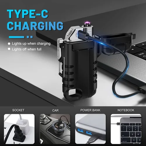Miniatura 2 de Lafagiet Encendedor recargable USB C, cuello flexible de 360°, a prueba de viento y agua, encendedores de arco eléctrico para velas, camping F37-BK