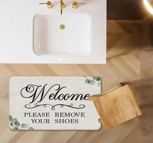 Miniatura 4 de Felpudo de bienvenida, retira tus zapatos, quita tus zapatos, tapete de bienvenida para entrada interior y exterior, 17 x 30 pulgadas