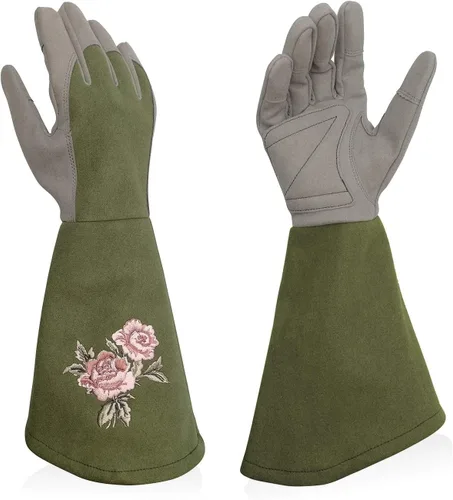 Miniatura 11 de Rose Pruning Gloves Thorn Resistant, Embroidery Gardening Gloves with Extra Long Forearm Protection Rosa rojo