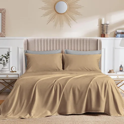 Miniatura 8 de CASA LINEN Alaskan King - Juego de sábanas de 4 piezas de 1000 hilos, juego de sábanas de lujo más suave de hasta 15 pulgadas de profundidad, 100%