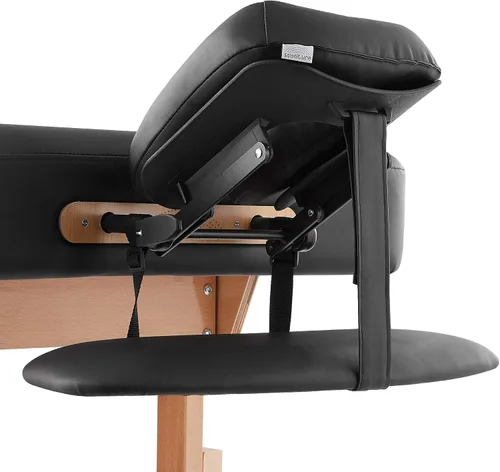 Miniatura 3 de Saloniture Mesa de masaje estacionaria profesional, incluye estante, reposacabezas, soporte facial y refuerzo, color negro