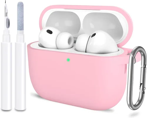 Funda para AirPods Pro 3 con limpiador y protector de silicona suave con llavero para mujeres y hombres, funda para Apple AirPods Pro de 3ª Claro