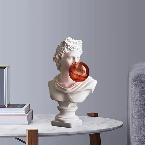 Miniatura 3 de Estatua griega de David Busto, esculturas de cabeza de resina, adorno para decoración de mesa de oficina en casa, estilo D