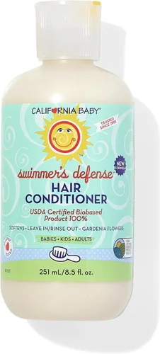 California Baby Acondicionador de cabello Swimmers Defense | 100% a base de plantas | Hidratante después de nadar | Acondicionador para enjuagar o