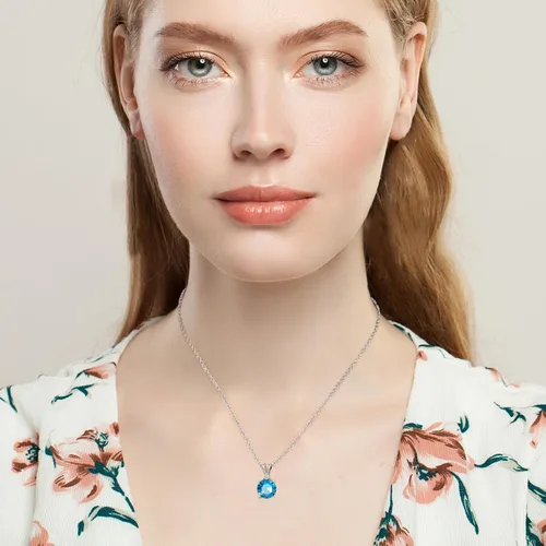 Miniatura 16 de 8mm Round Cubic Zirconia Sterling Silver Necklace Dainty Necklace Birthstone Jewelry Pendant Necklaces for Women