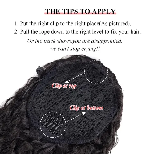 Miniatura 7 de Extensiones de cola de caballo de color marrón oscuro, extensiones de cabello humano real rizado con cordón, extensiones de cabello humano real