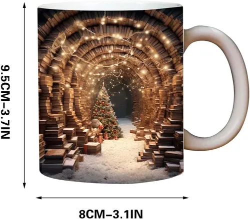 Miniatura 7 de Taza de café 3D con agujero en una pared de 11 onzas, diseño de estante de biblioteca, taza multiusos para el espacio creativo, regalo