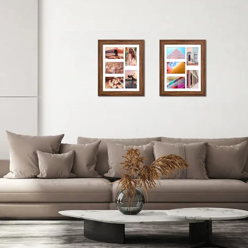 Miniatura 687 de Marcos de Fotos Collage de 13.5X15.5 con 7 Aberturas para Fotos de 4X6, Marco de Fotos Múltiples con Paspartú para Decoración de Pared, Grano