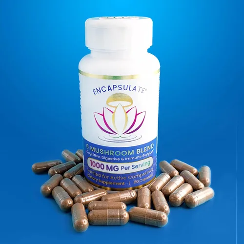 Miniatura 5 de ENCAPSULATE Mezcla de 6 hongos – Reishi, Chaga, cola de pavo, cordyceps, melena de león y extracto de hongo Shiitake 8:1 – Suplemento de hongos
