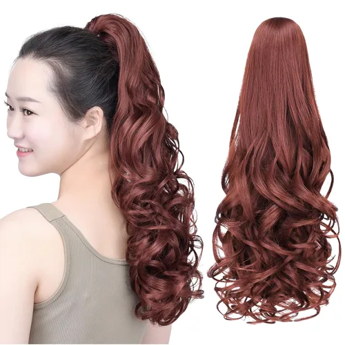 Miniatura 47 de SYXLCYGG Auburn Clip Cola de caballo Clip Cola de caballo Extensión de cola de caballo ondulado 10 pulgadas 3.5 oz pelo sintético falso pieza