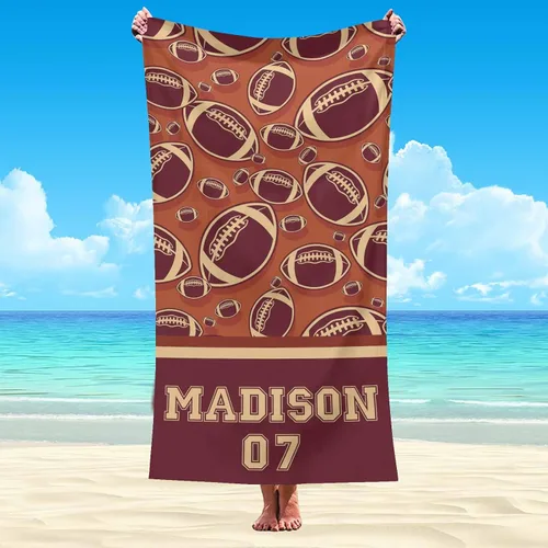 Miniatura 36 de Interestprint Toalla de piscina con nombre personalizado para niños, adultos y hombres, toalla de playa naranja personalizada con número