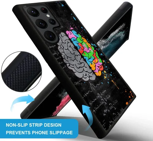 Miniatura 2 de ZHEGAILIAN Funda compatible con Samsung Galaxy S22 Ultra, diseño de patrón de policarbonato duro, antideslizante, absorción de golpes, funda Cerebro