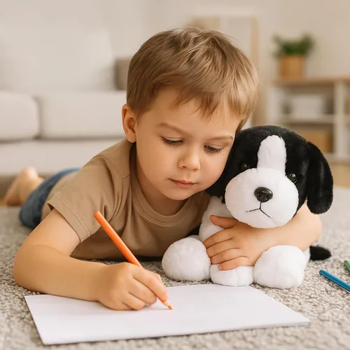 Miniatura 6 de WEIGEDU Peluche de perro pastor Beagle blanco y negro Border Collie, juguetes de peluche para niños y niñas, bebé, cumpleaños, Pascua