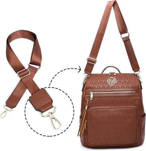 Miniatura 74 de MKP COLLECTION Mochila de moda para mujer, bolsa convertible grande para mujer, mochila de viaje, bolsa de hombro, juego de 2 piezas con borla, Beige