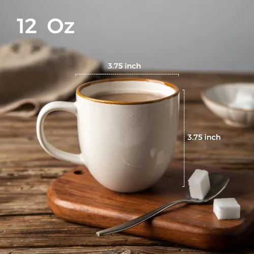 Miniatura 3 de AmorArc Tazas de café de 12 onzas, juego de 6 tazas de café de cerámica para hombre, mujer, papá, mamá, tazas de café modernas con asa para café