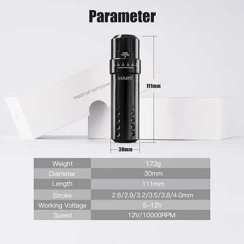 Miniatura 6 de Mast Tattoo Kit de pistola de tatuaje con cable e inalámbrica, máquina de tatuaje rotativa con 6 tiempos, 0.102-0.157 in, 2 baterías, 10 agujas