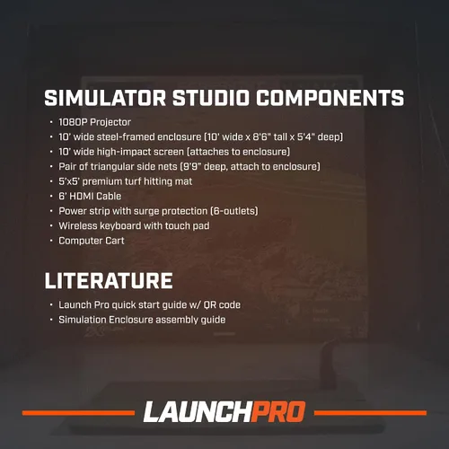 Miniatura 9 de Bushnell Launch Pro Simulator Bundle - Monitor de lanzamiento portátil con suscripción FSX Play Gold, proyector, recinto y césped