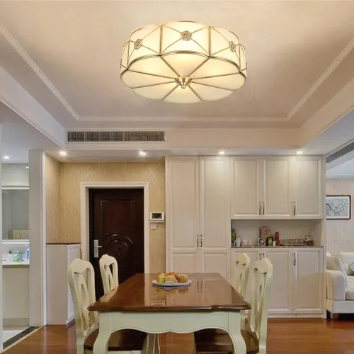 Miniatura 6 de Lámpara de techo empotrada de latón de mediados de siglo, lámpara de techo LED de latón y vidrio de 6 luces, pantalla de vidrio esmerilado, luz Flor