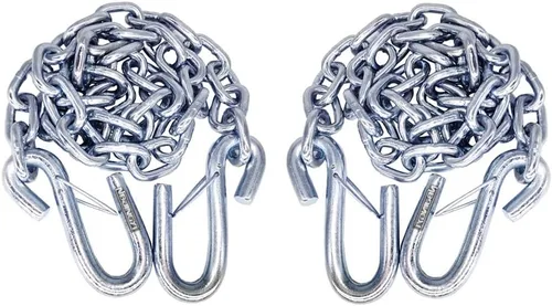 Miniatura 8 de NBJINGYI 2 piezas de 1/4 pulgadas x 54 pulgadas, cadena de seguridad de ganchos de ganso para remolque de bote de grado 30 con sujetadores