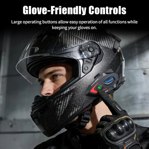 Miniatura 7 de VCOROS Auriculares para casco de motocicleta, intercomunicador de casco de 2 vías para 2 conductores, para compartir música, resistente al agua