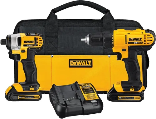 DEWALT DCK240C2 - Kit combinado de taladro de litio de 20 V/impacto (1.3 Ah) con sierra recíproca, solo herramienta desnuda