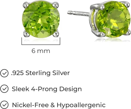 Miniatura 62 de Amazon Essentials Aretes redondos de plata de ley con piedra natal (anteriormente colección Amazon)