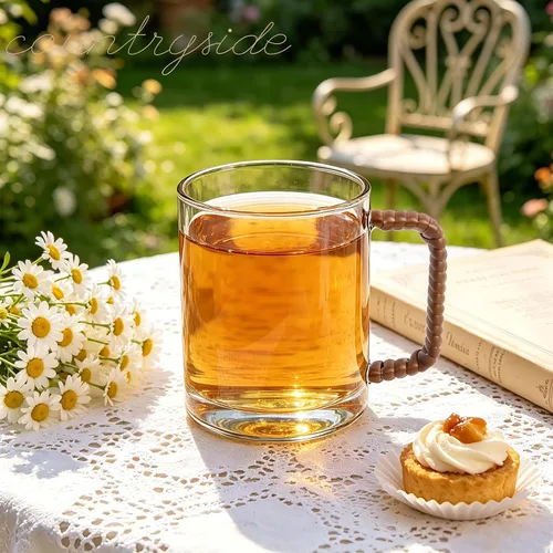 Miniatura 2 de Juego de 2 tazas de café de vidrio de borosilicato transparente de 16 onzas con mango tejido estilo ratán, taza de café de granja para café