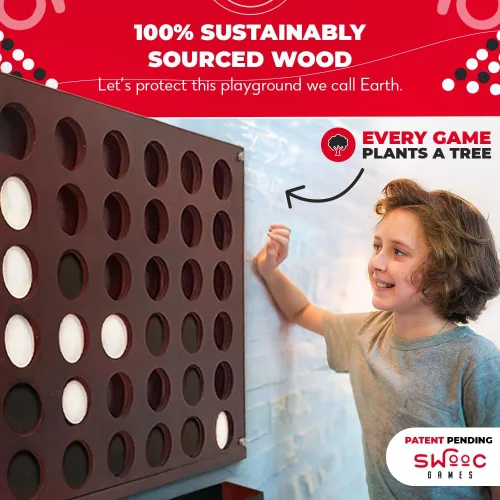 Miniatura 5 de Swooc Games® - Juego de pared gigante 4 en una fila - 60% más silencioso - Juegos de pared de tamaño jumbo - Juego de sala de juegos, accesorios